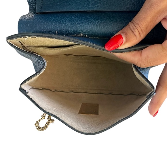 Chloe Blue Leather Small Drew Shoulder Bag - Picture 7 of 12